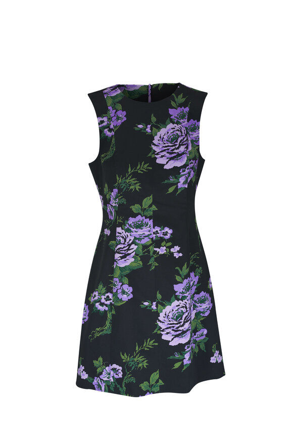 Carolina Herrera Multicolor Floral Stretch Cotton Mini Dress