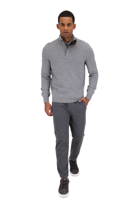 Zegna - Gray Wool Waffle Knit Quarter-Zip Pullover