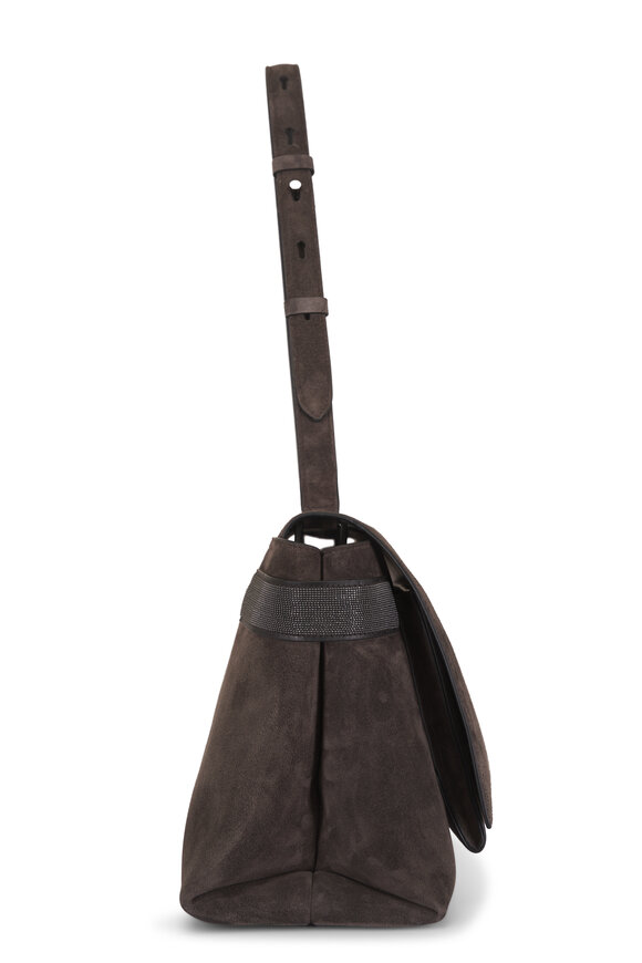 Brunello Cucinelli Pepper Suede Monili Shoulder Bag - view 3