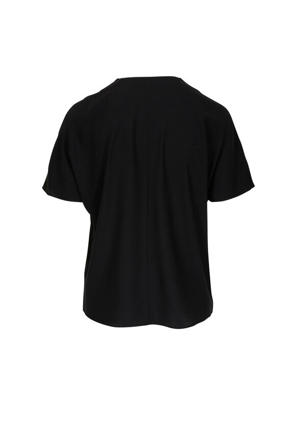 Vince - Black Silk Blend Double V-Neck Blouse 