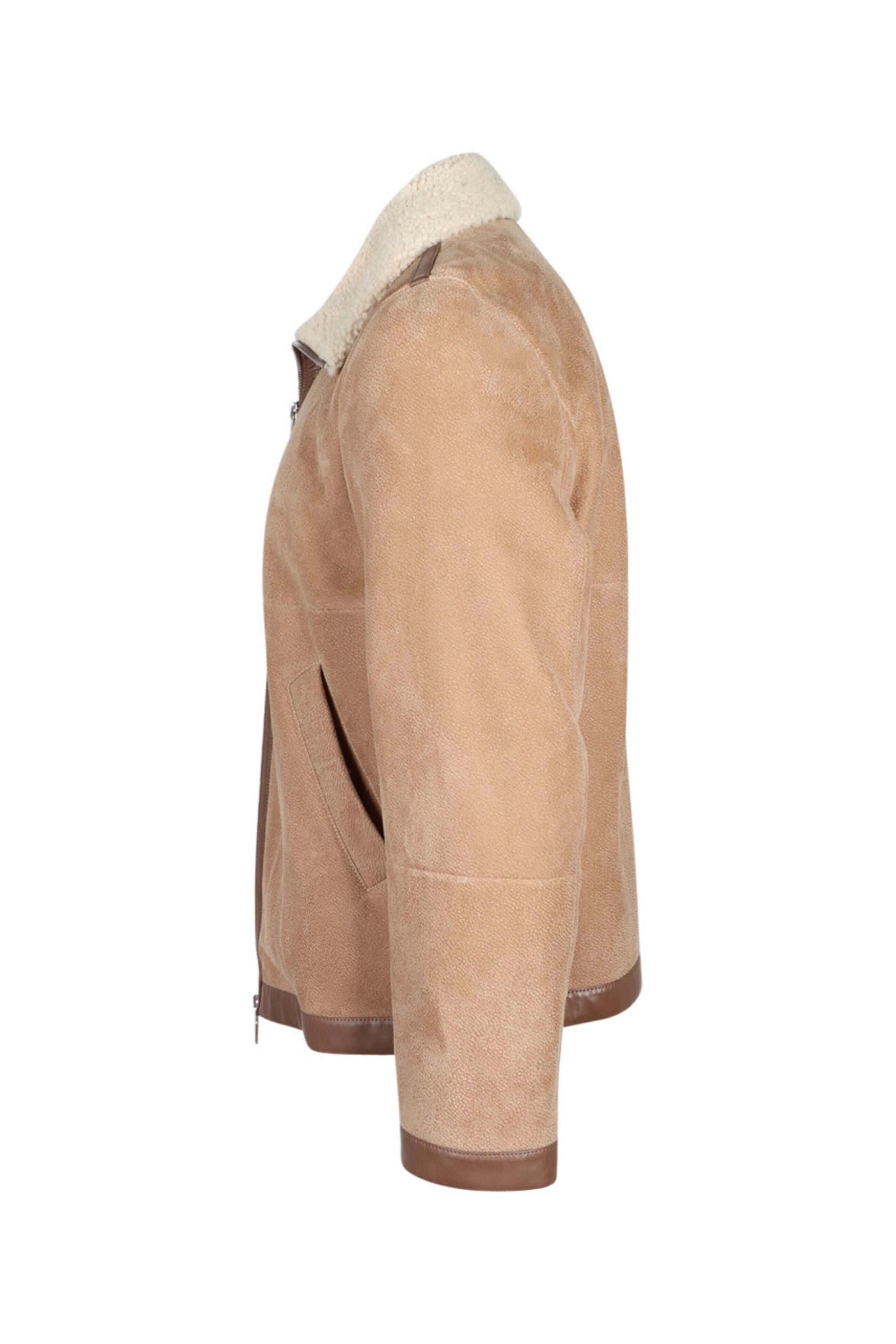 Brunello Cucinelli - Light Brown Suede Shearling Jacket