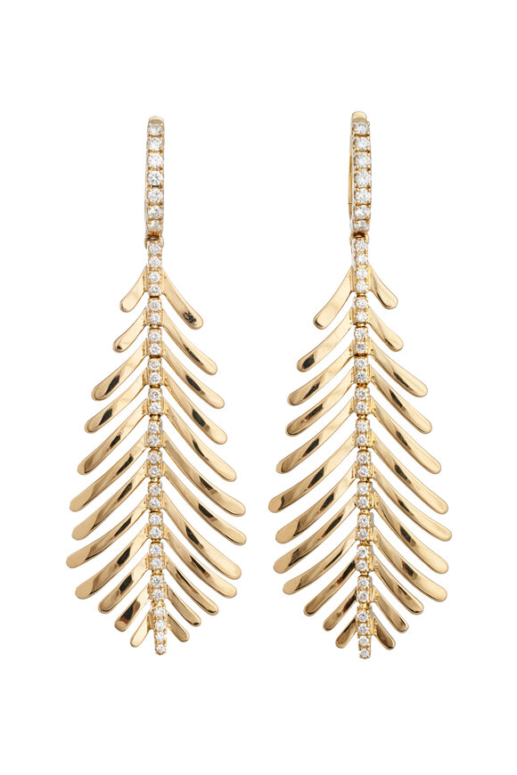 Sidney Garber 18k Yellow Gold Spine Plume Earrings - view 1