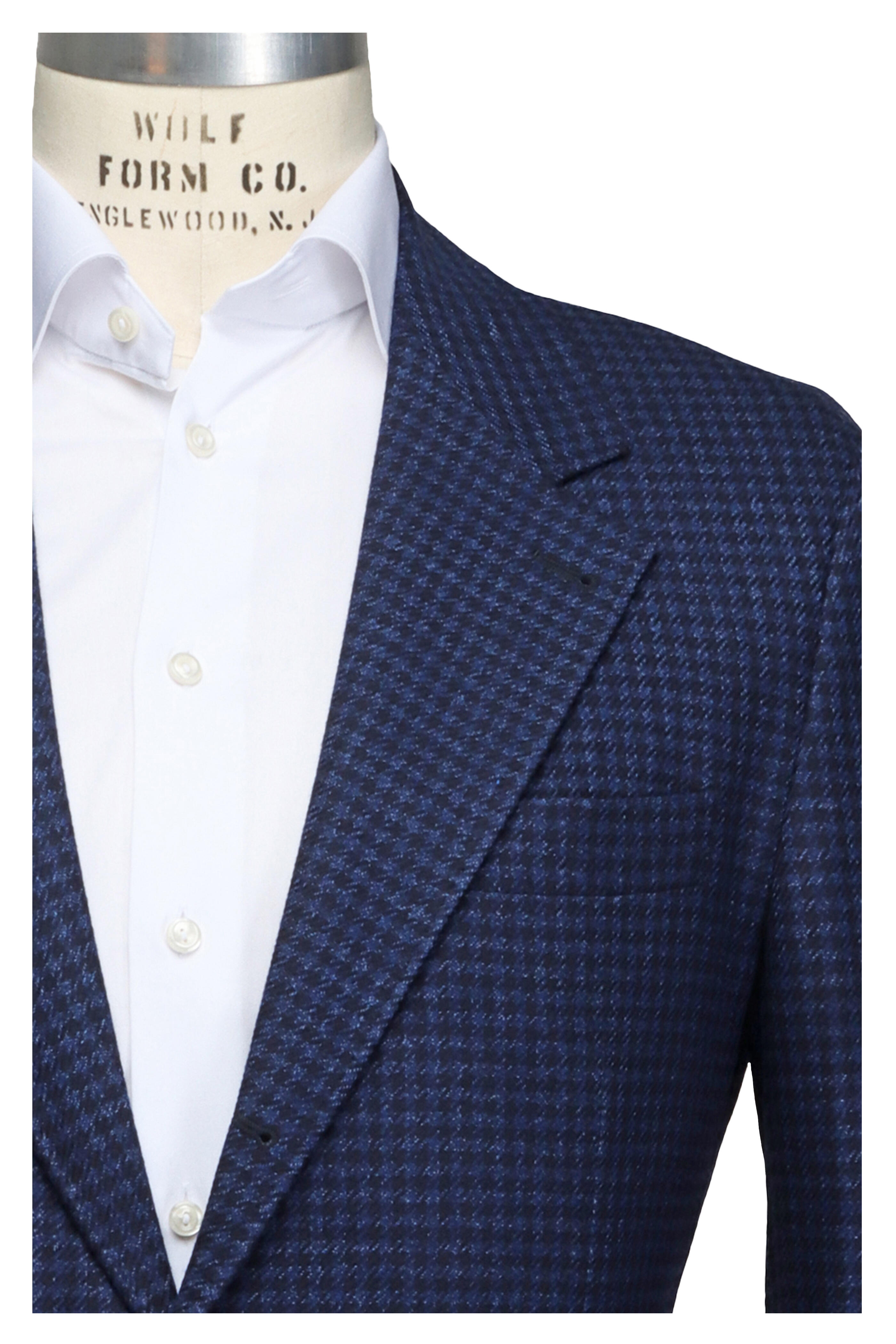 Brunello Cucinelli - Navy & Blue Houndstooth Sportcoat