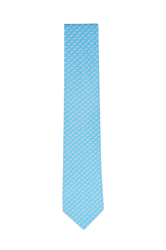 Ferragamo Aqua Margarita Print Silk Necktie