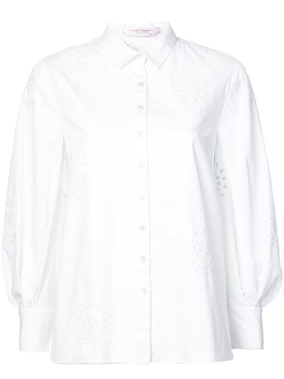 Carolina Herrera - White Cotton Eyelet Shirt
