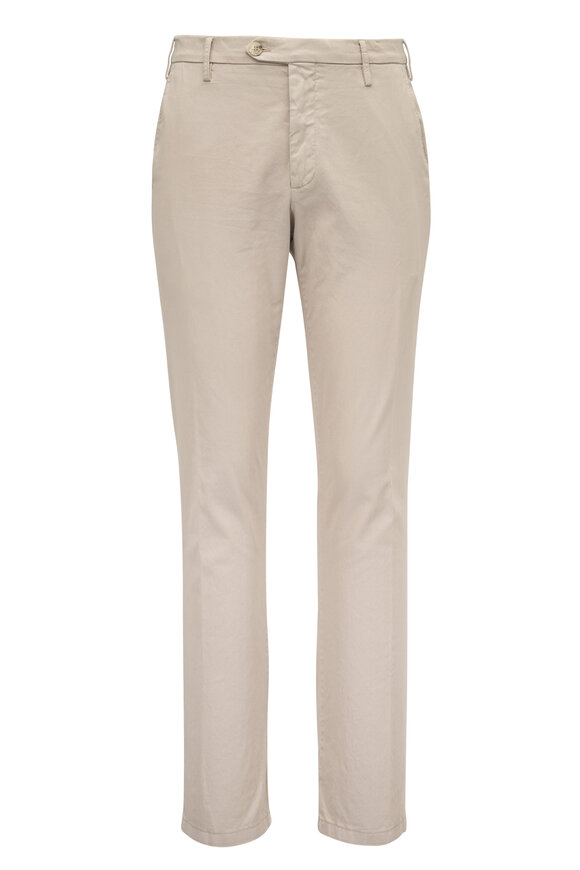 Canali Beige Twill Flat Front Pant