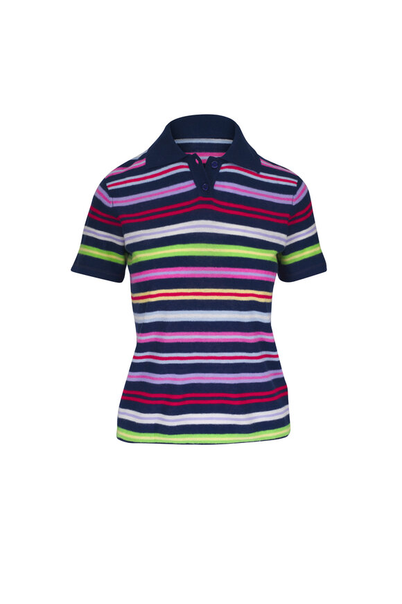 Majestic Abyss Multi Stripe Extrafine Cashmere Polo