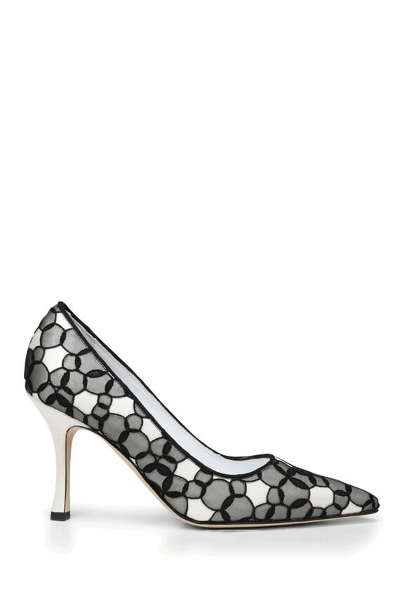 Jimmy Choo - Black Floral Lace Pointed Pump, 85mm