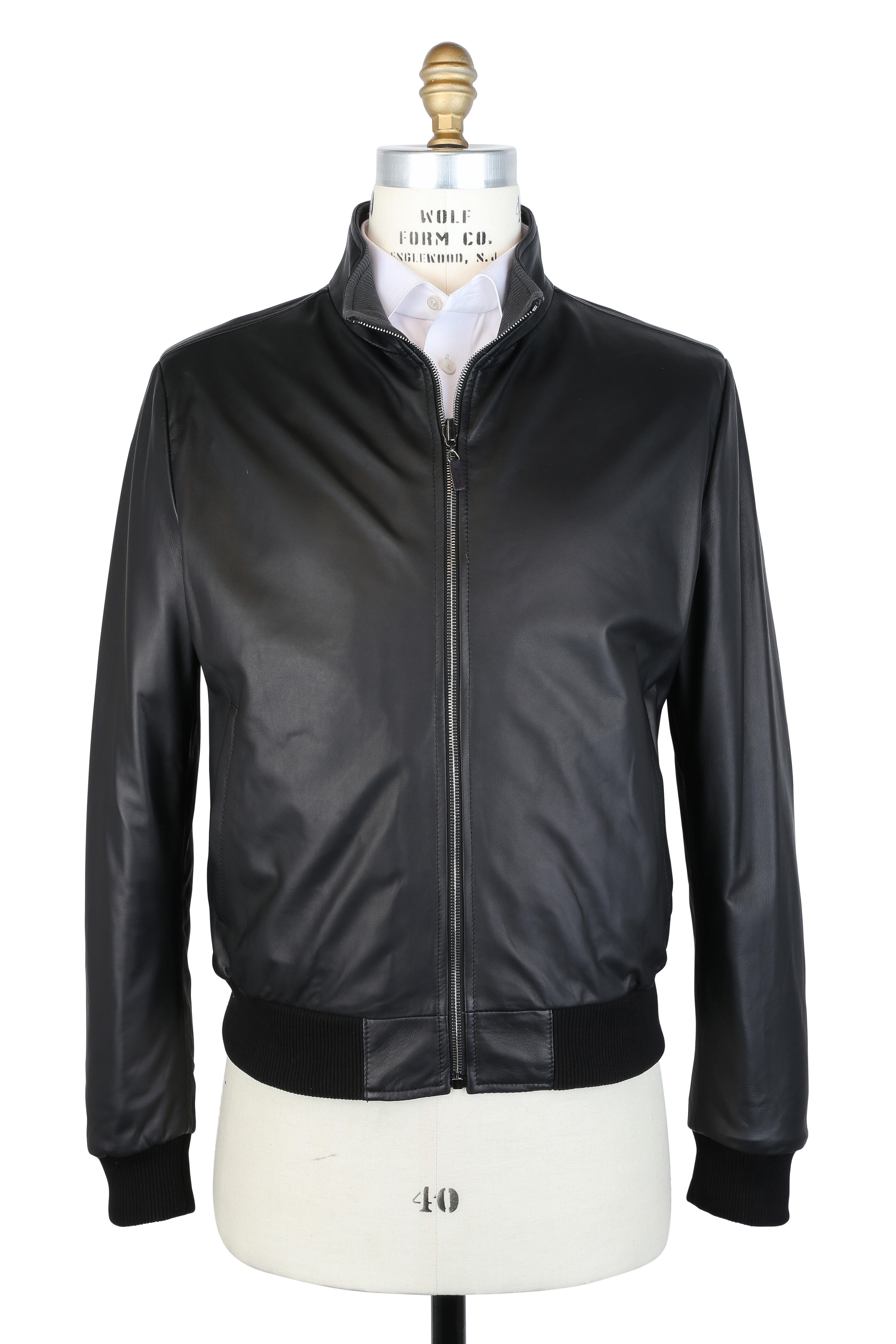 Maurizio Baldassari - Black Leather Bomber Jacket