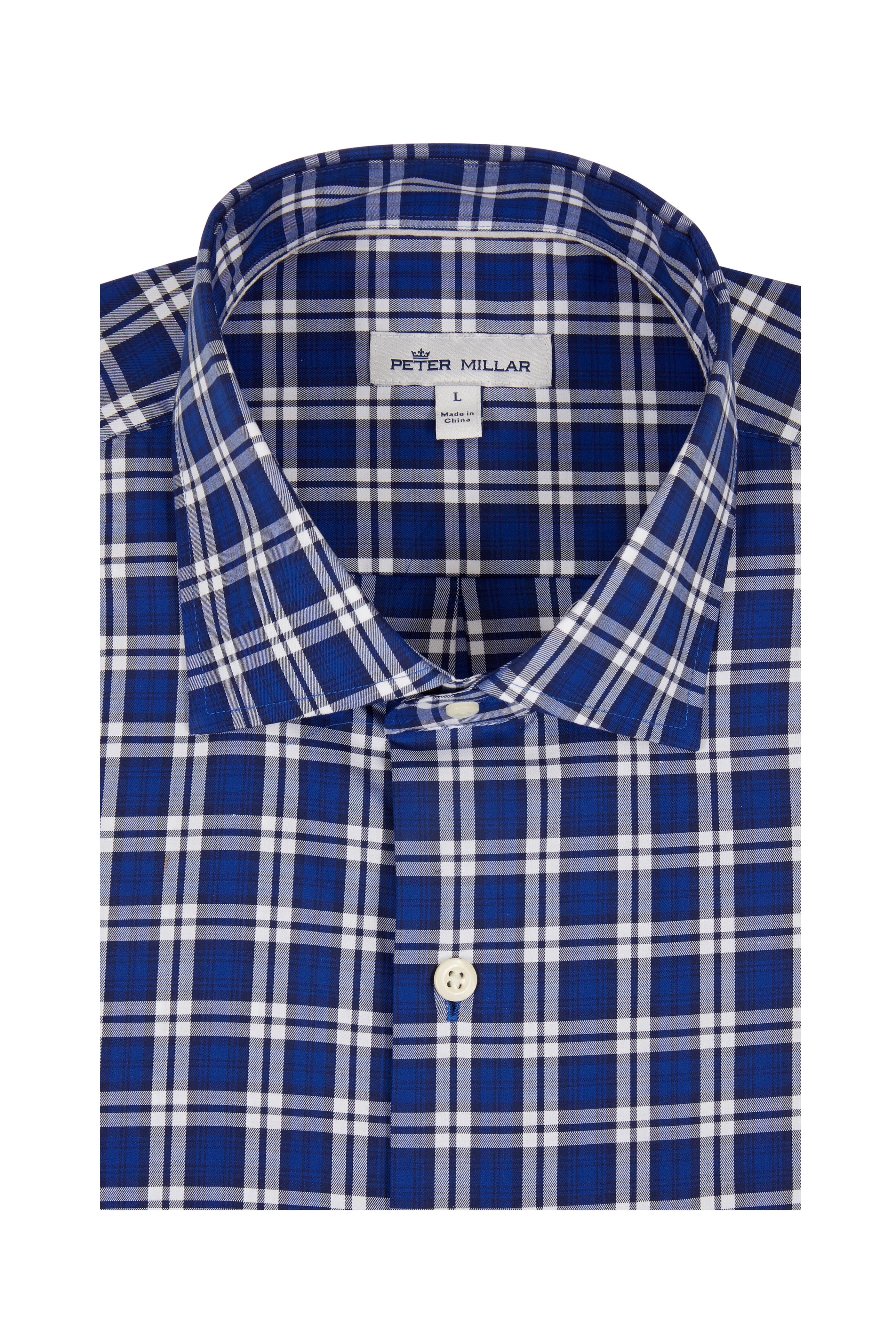Peter Millar - Santos Navy Blue Plaid Sport Shirt - view 1