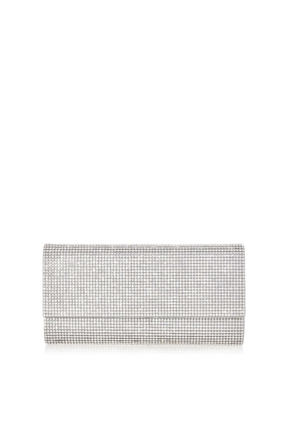 Judith Leiber Couture Perry Crystal Silver Beaded Chain Clutch