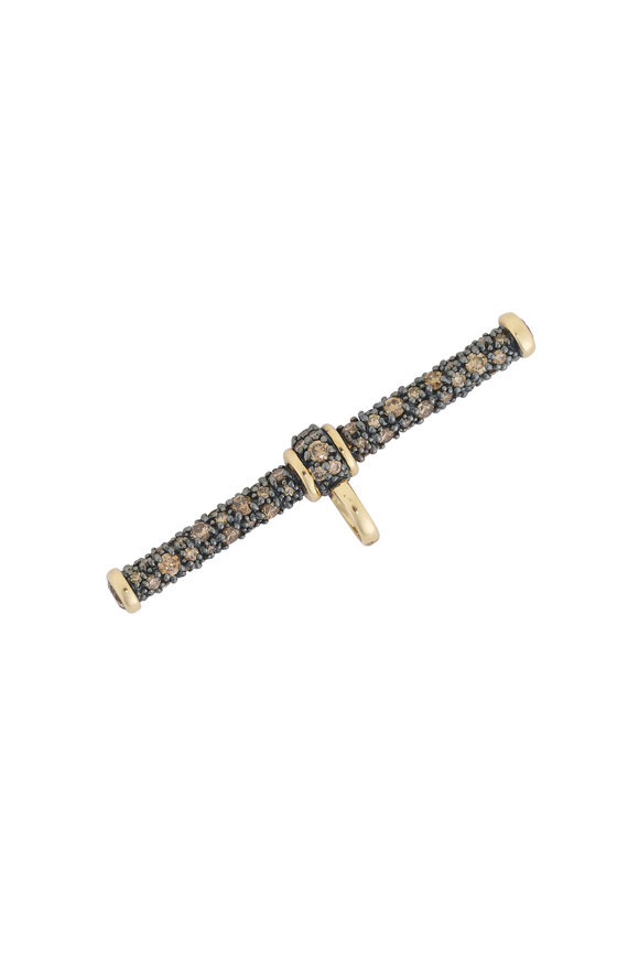 Lucy Delius 14k Yellow Gold Cognac Diamond T Bar Pendant