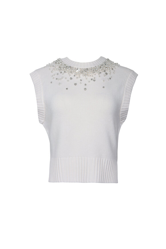 Simkhai Candra Ivory Embellished Vest