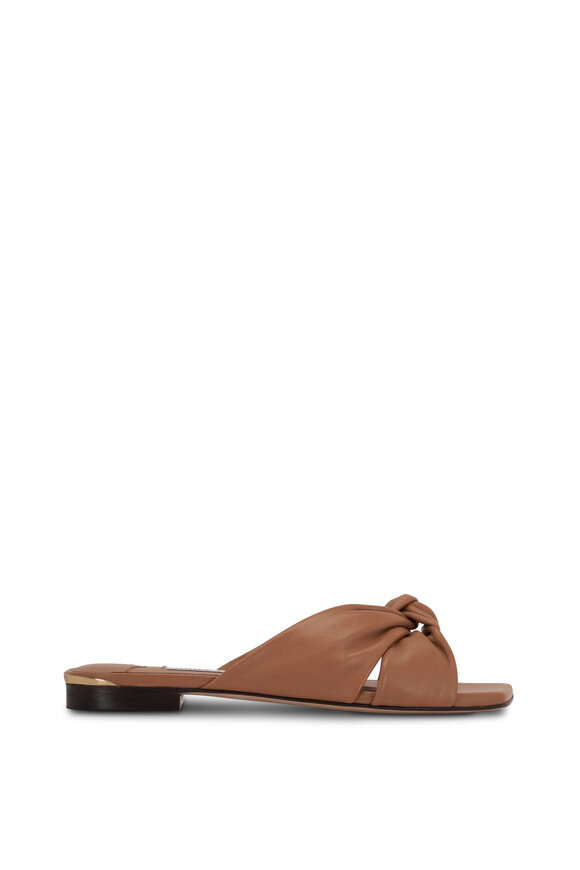 Jimmy Choo - Avenue Biscuit Leather Knot Flat Sandal