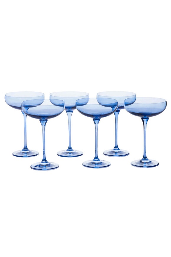 Estelle Colored Glass Cobalt Blue Champagne Coupe Stemware