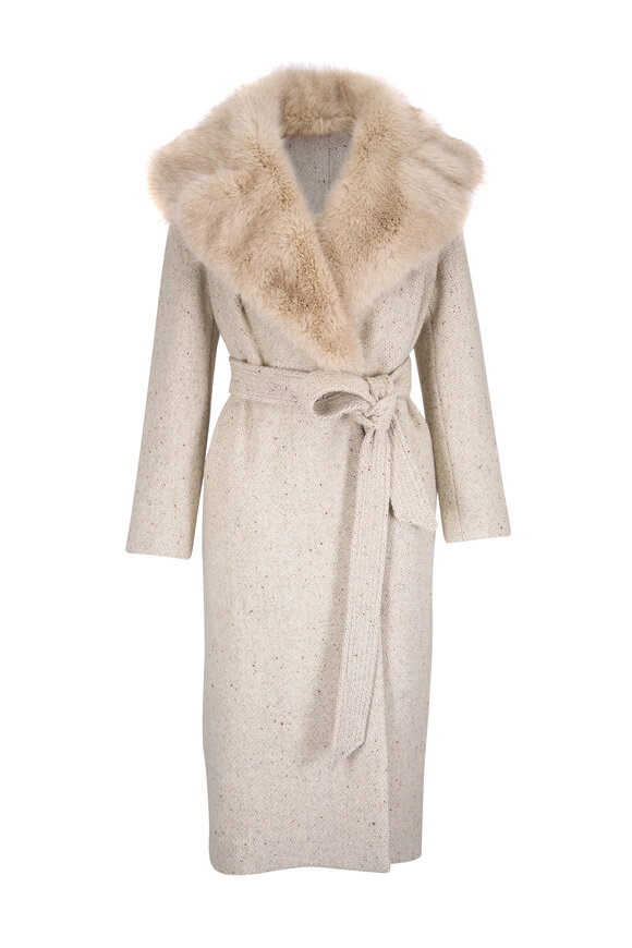 Valentino Mossi Textured Wool Camel Ivory Coat