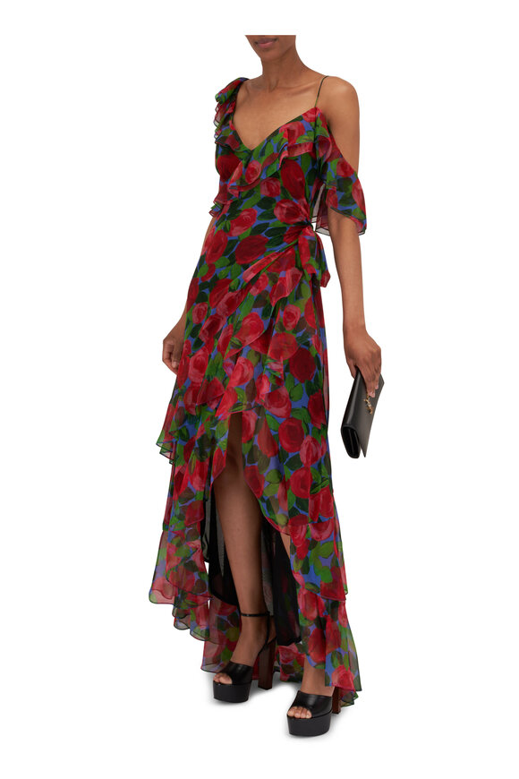 Carolina Herrera - Multicolor One-Shoulder Cap Sleeve Gown 