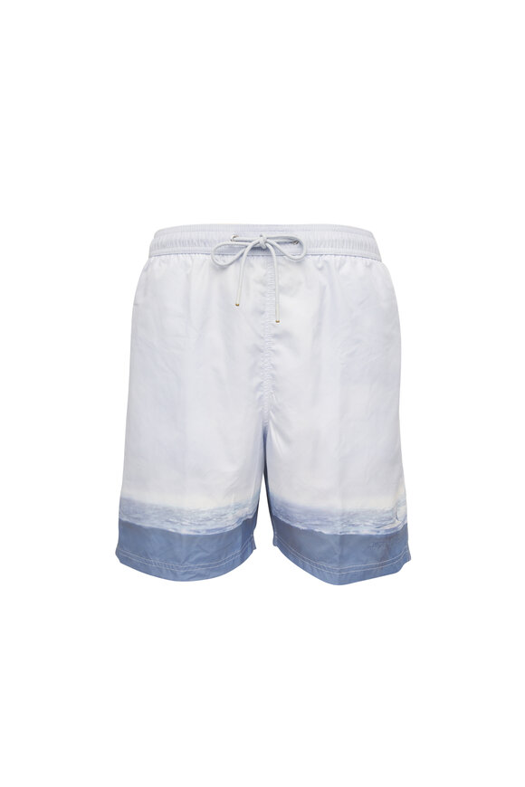 Paul & Shark Ocean Horizon Print Swim Trunks