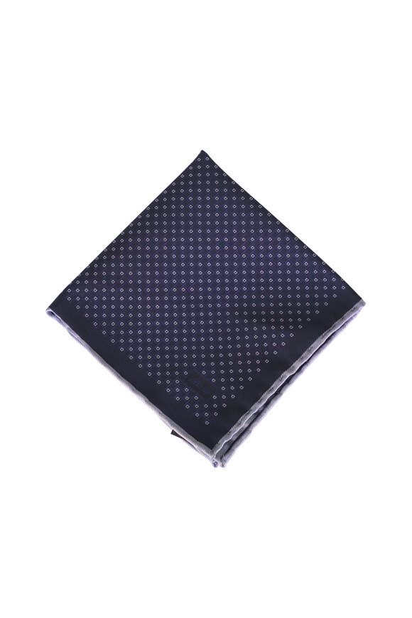 Brioni Midnight Microprint Silk Pocket Square