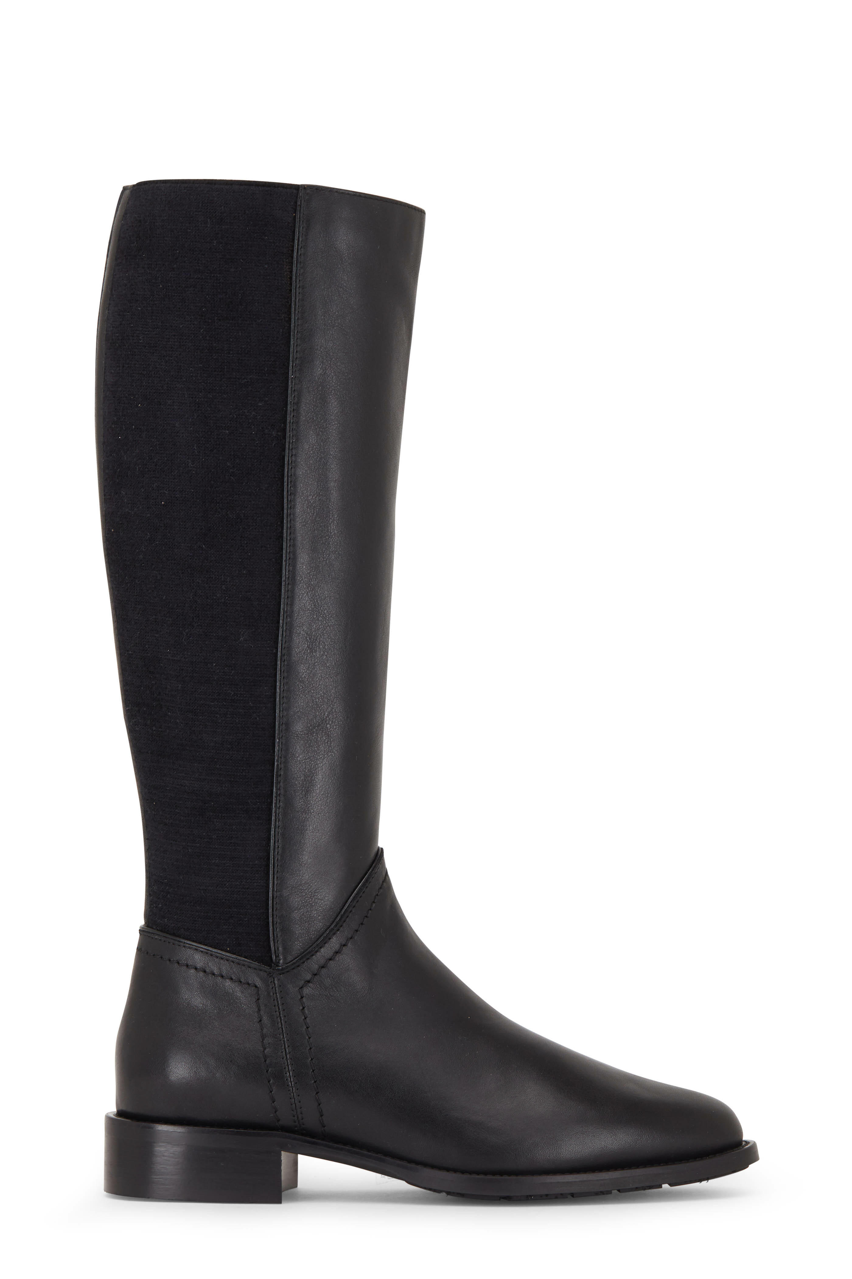 Aquatalia Nia Black Leather Stretch Cashmere Tall Boot