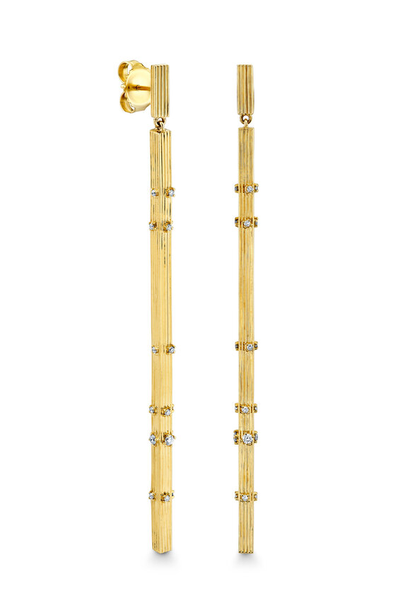 Sydney Evan 14k Yellow Gold Fluted Stud with Bar & Diamonds - view 1