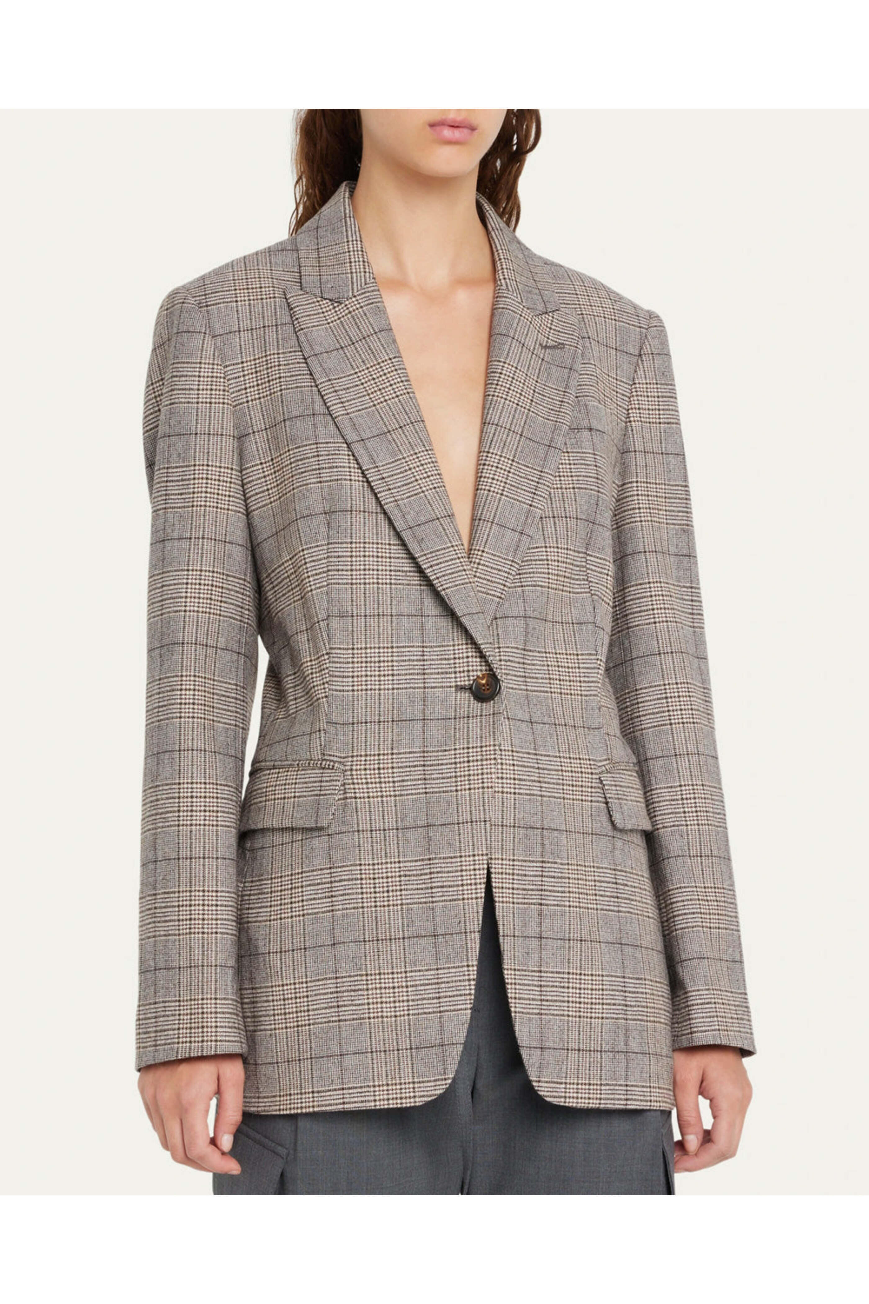 BRUNELLO CUCINELLI ベージュ チェック柄 ビジネスジャケット Brunello Cucinelli - Beige Brown Glen Check Single Breasted