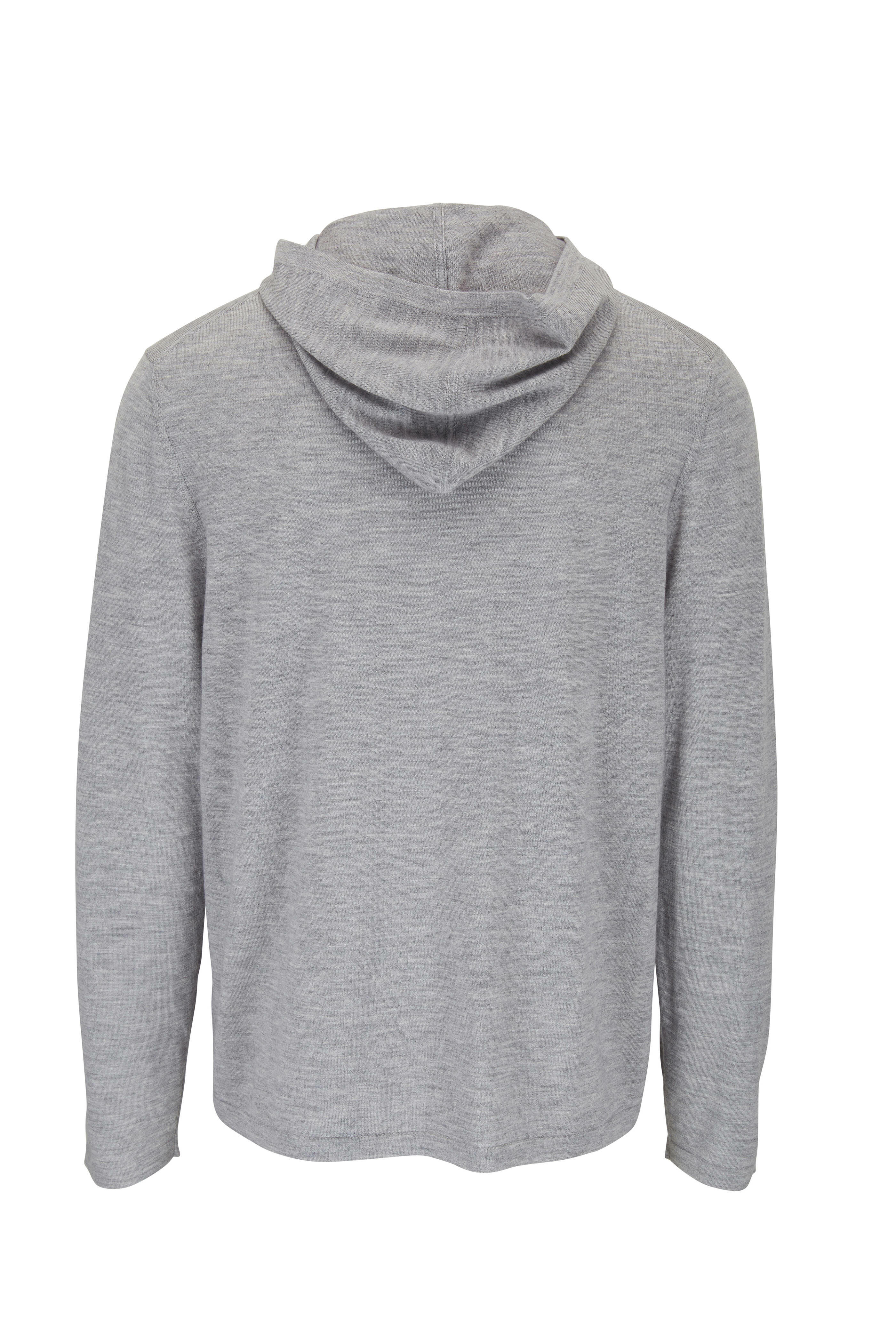 Vince Light Gray Wool Cashmere Fine Knit Hoodie