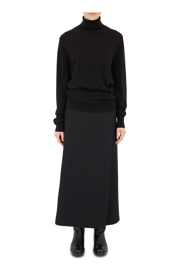 The Row - Black Silk & Cashmere Turtleneck Sweater