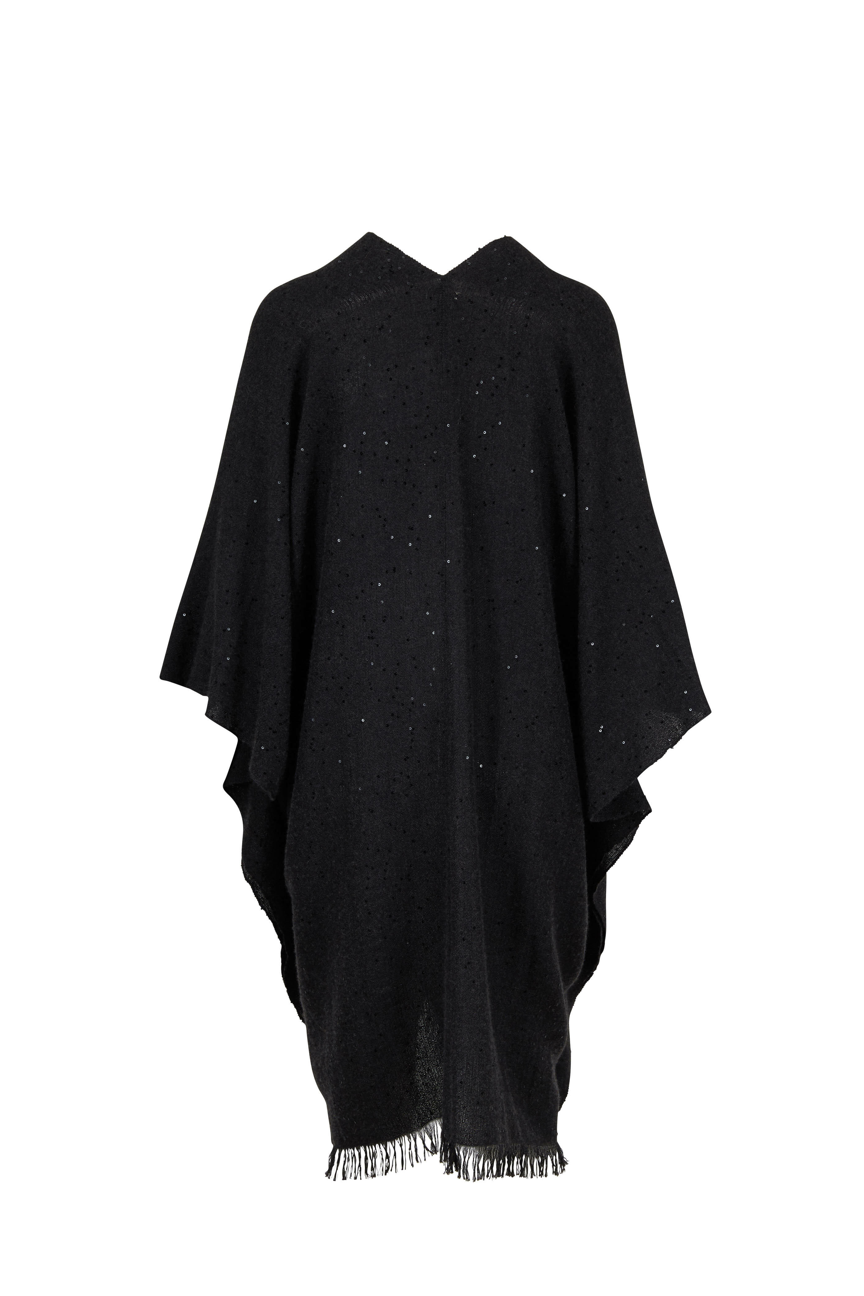 Brunello Cucinelli - Black Cashmere & Silk Paillette Poncho