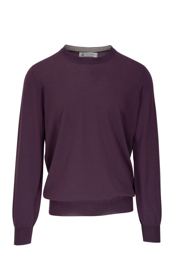 Brunello Cucinelli - Purple Wool & Cashmere Crewneck Pullover