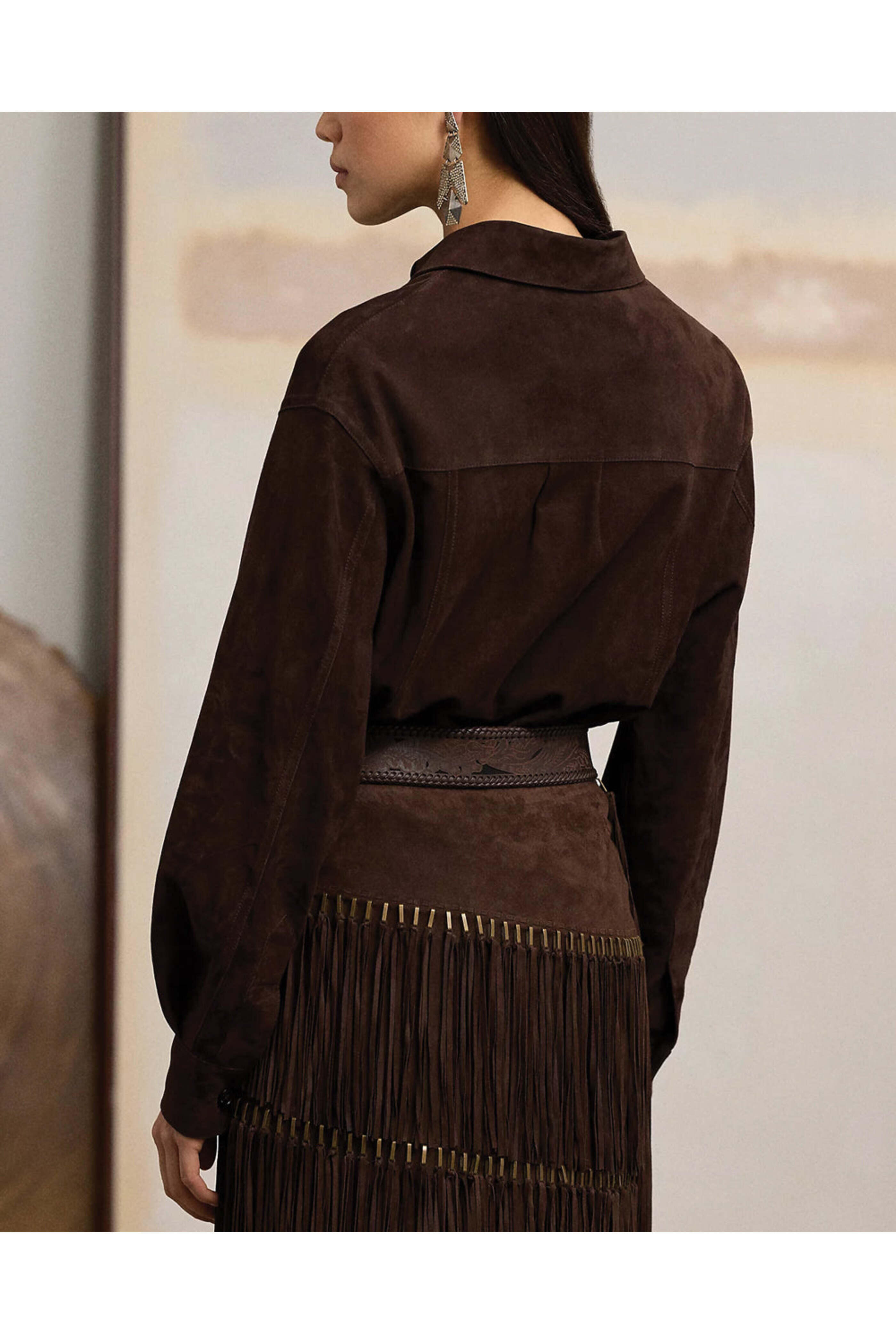 Ralph Lauren - Mocha Suede Button Front Tyler Shirt