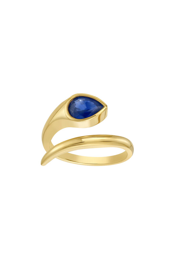Ruchi 18k Yellow Gold Blue Sapphire Snake Ring