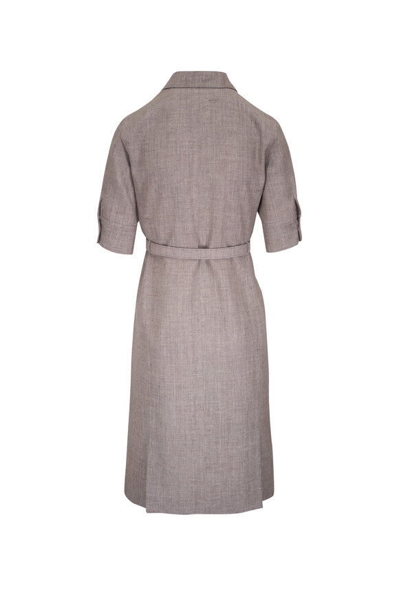 Loro Piana - Carmen Sopra Visso Taupe Linen & Wool Dress