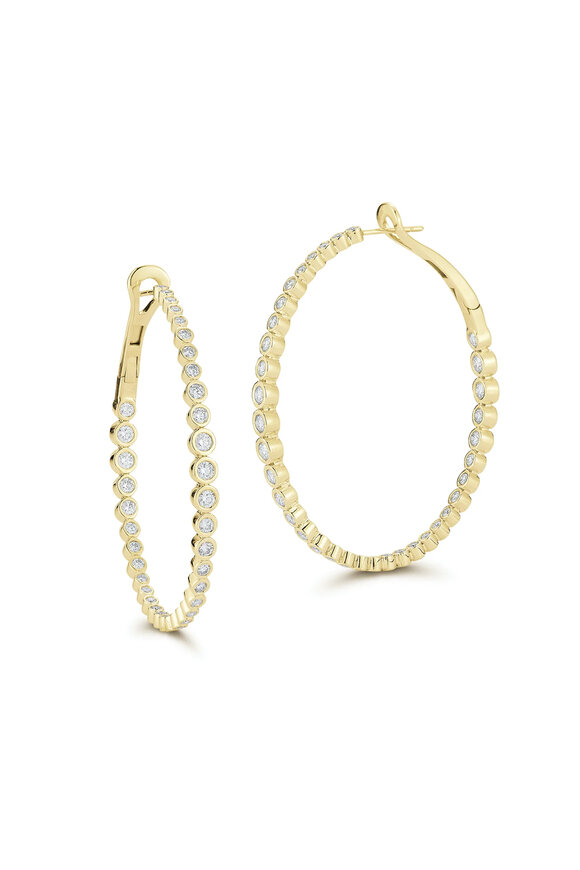 Walters Faith Yellow Gold Diamond Bezel Hoop Earrings
