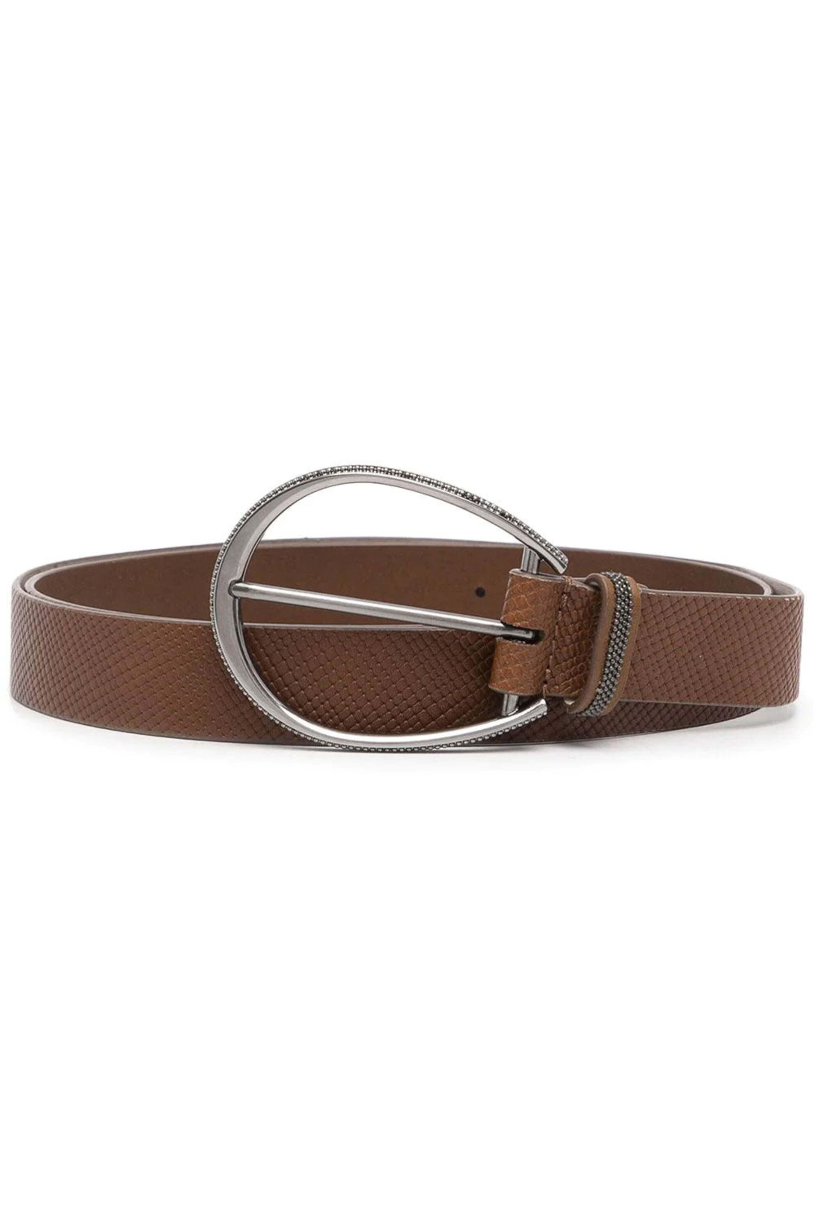 Brunello Cucinelli - Skinny Round Buckle Belt in Brown