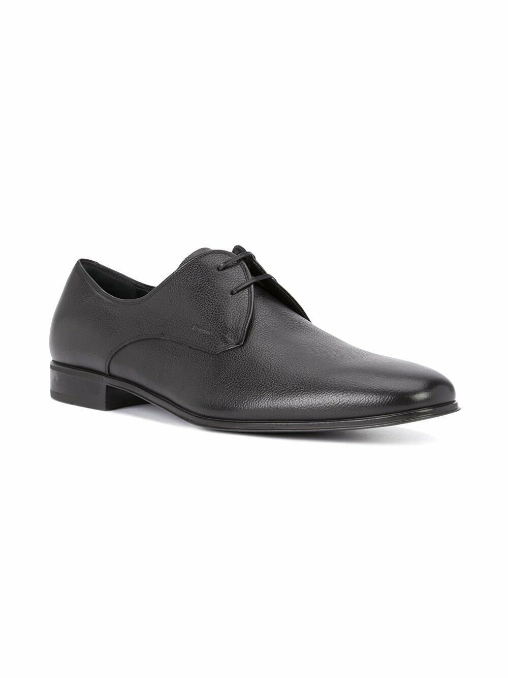 Ferragamo - Fortunato Black Pebbled Leather Derby Shoe Ferragamo - Fortunato Black Pebbled Leather Derby Shoe
