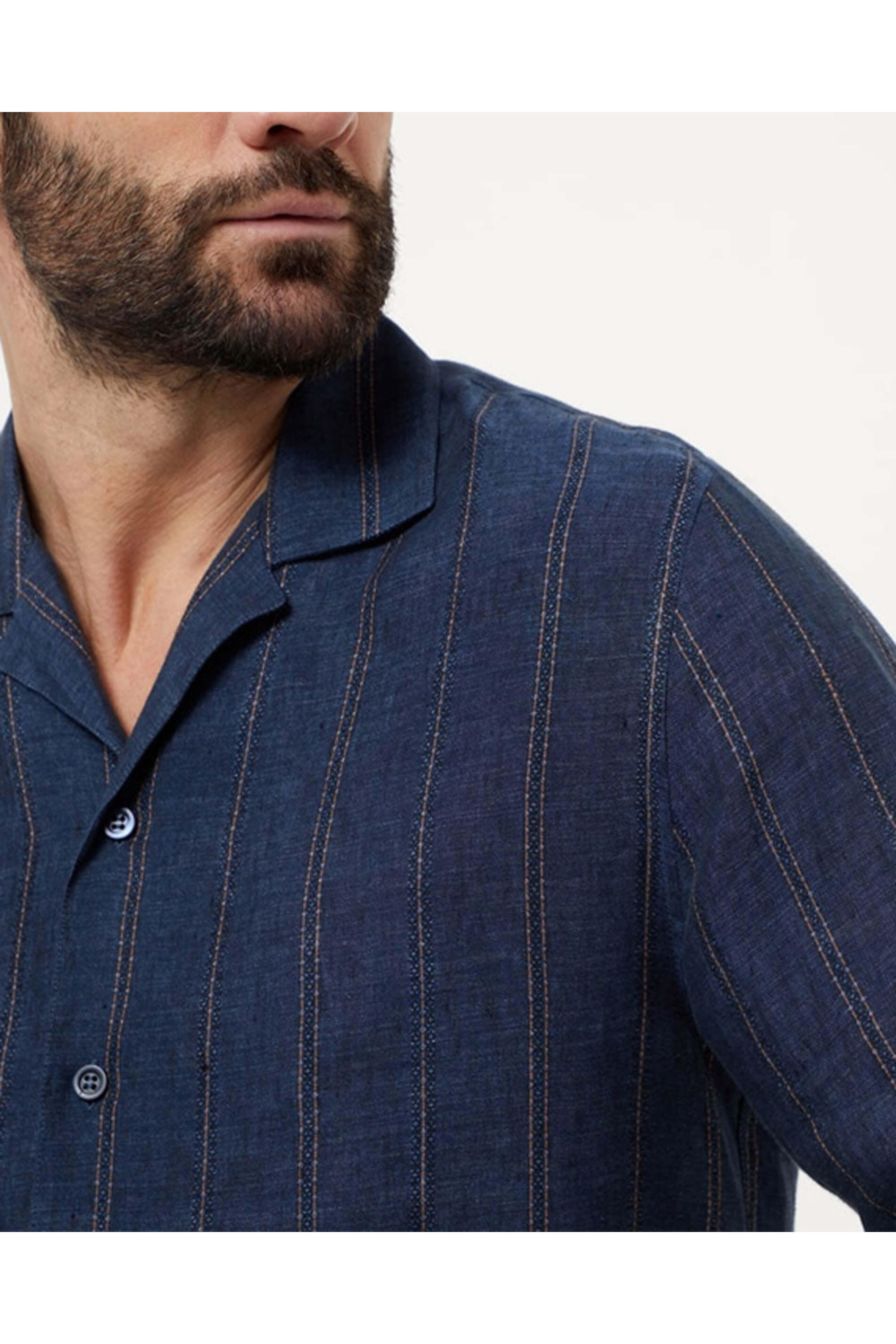 Brunello Cucinelli - Textured Stripe Linen Shirt
