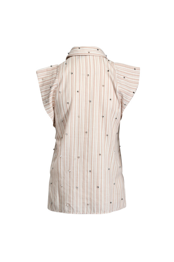Theo The Label Astraea Sand Stripe Embellished Sleeveless Blouse - view 2