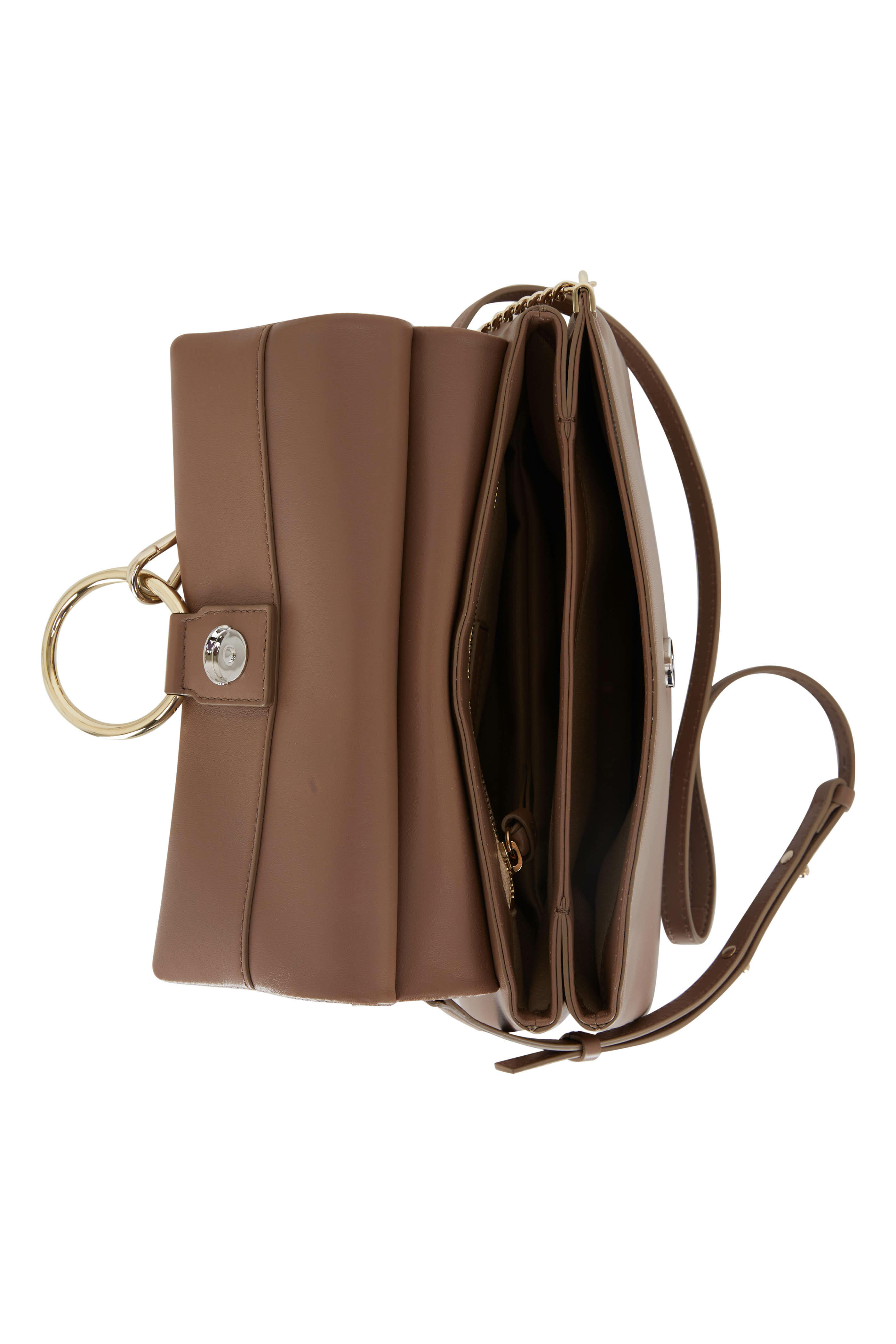 XS taupe leather crossbody bag