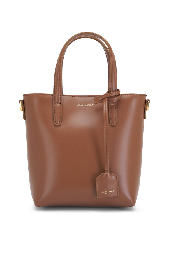 Saint Laurent -  Mini Toy Brown Leather Shopping Bag