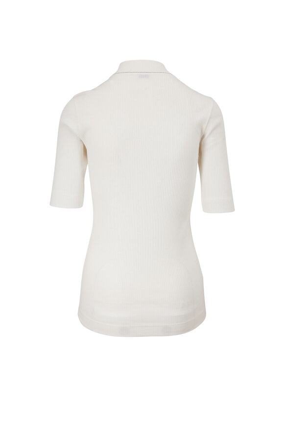 Brunello Cucinelli - White Ribbed Mockneck T-Shirt 