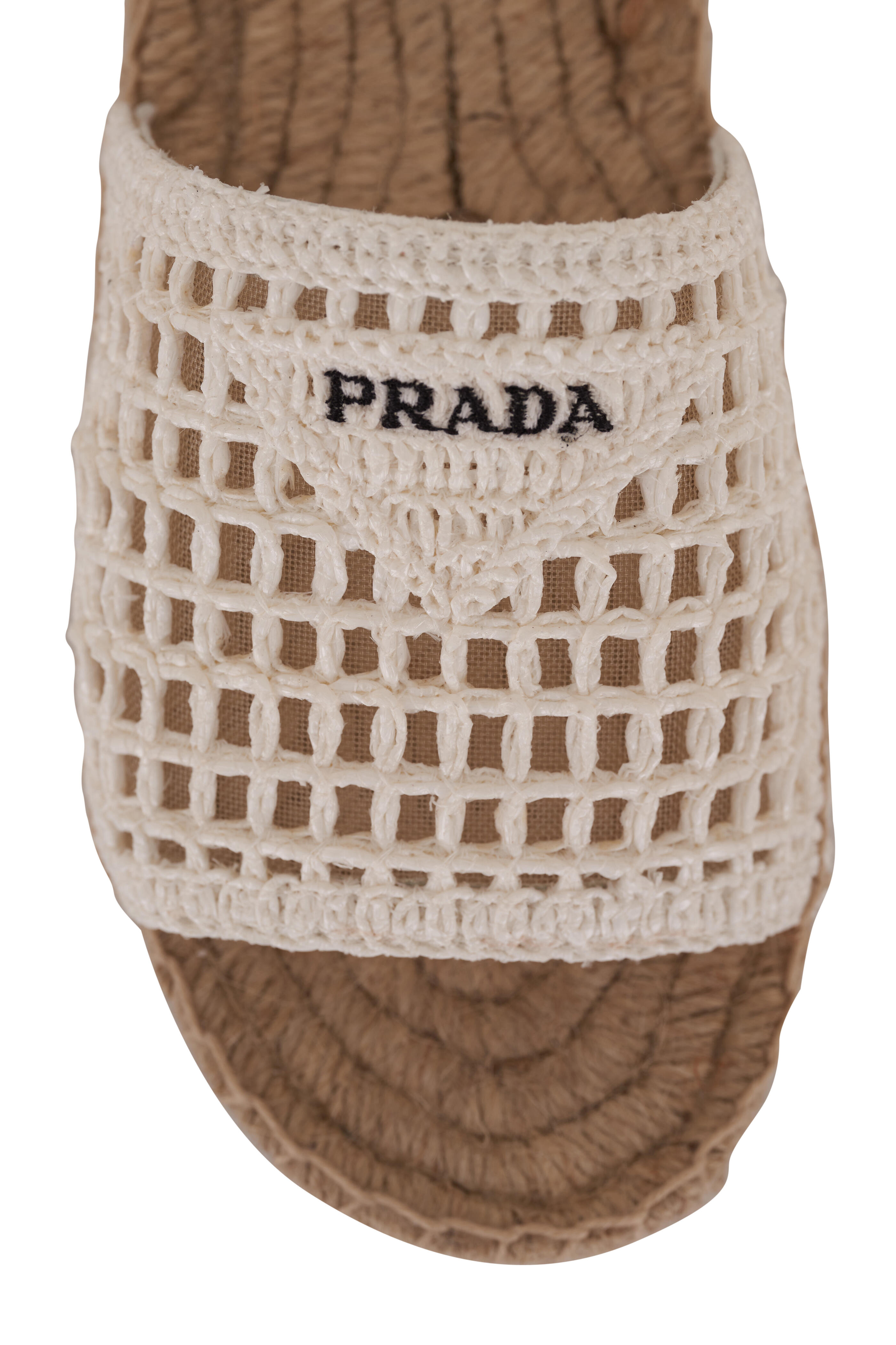 Prada - White Woven Raffia Espadrille Sandal