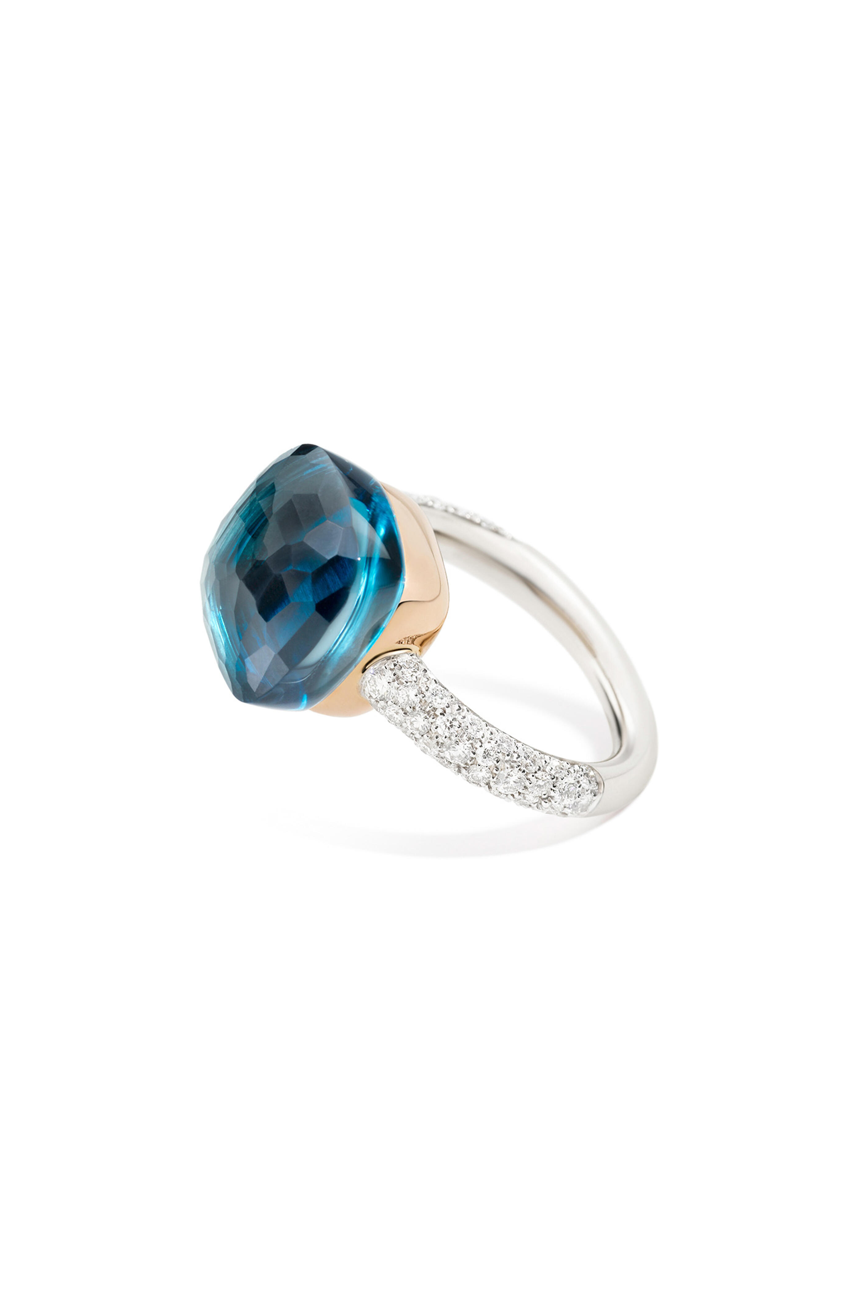 Pomellato - 18k White & Rose Gold Nudo Topaz & Turquoise Ring - view 2