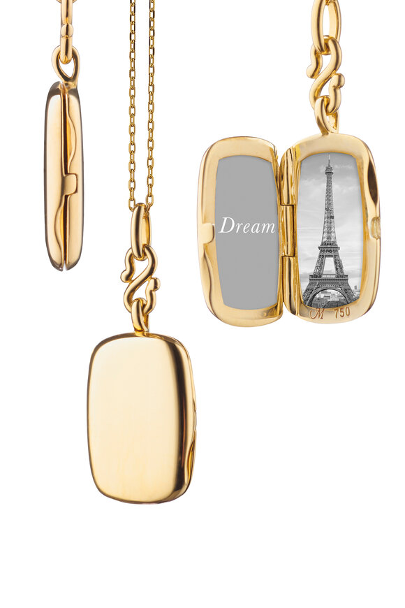 Monica Rich Kosann 18k Yellow Gold Slim Rectangular Britt Necklace