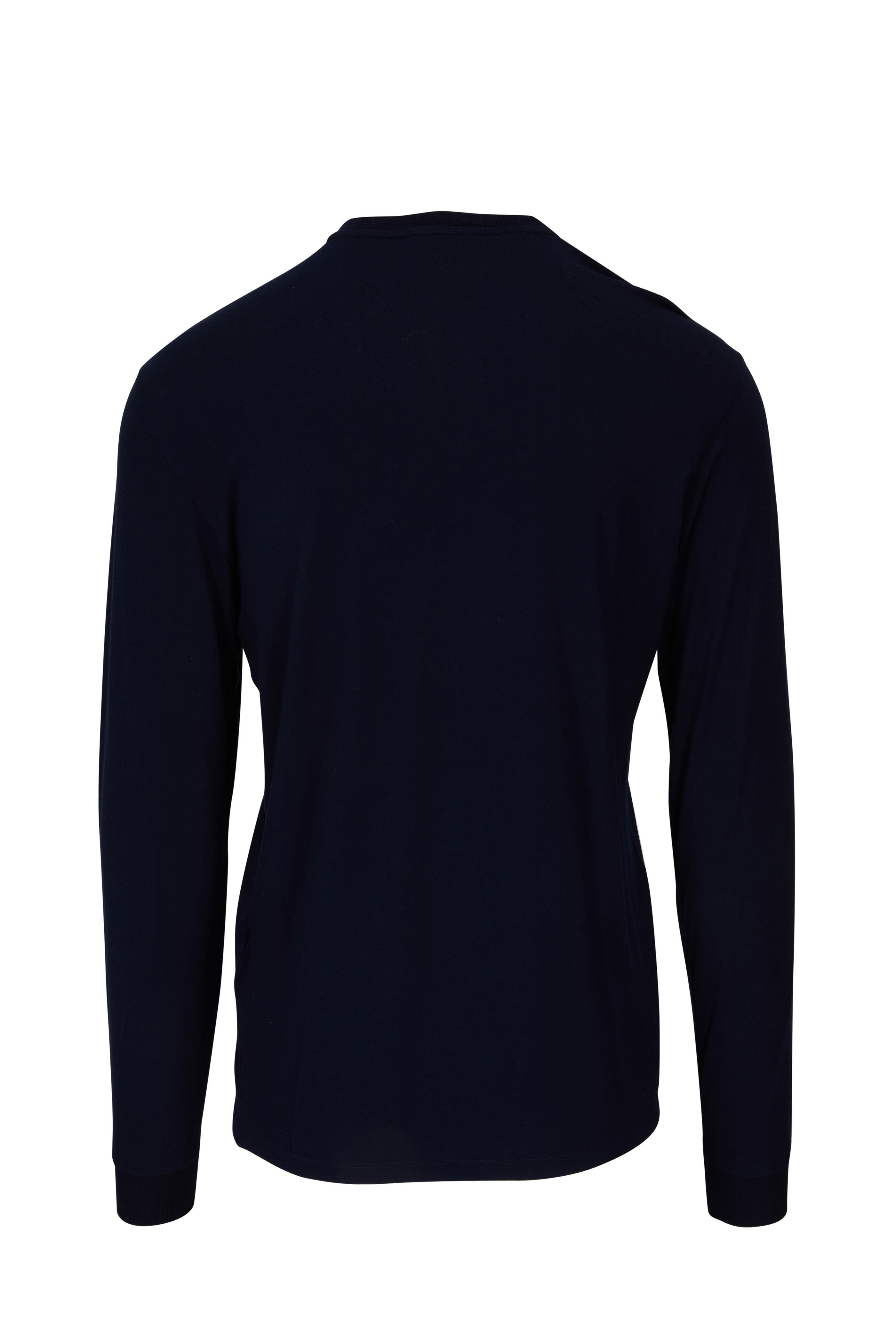 Tom Ford - Navy Jersey Long Sleeve Henley | Mitchell Stores