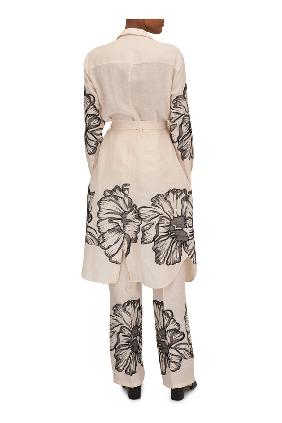 Kiton - Black & White Floral Shirtdress 