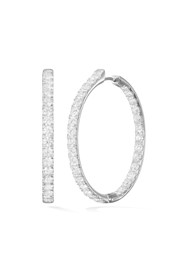 Melissa Kaye 18k White Gold Extra Large Diamond Clara Hoops