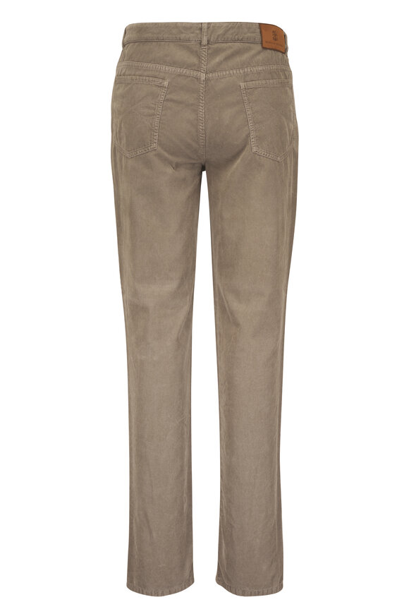 Brunello Cucinelli Taupe Fine Wale Corduroy Five Pocket Pant - view 2
