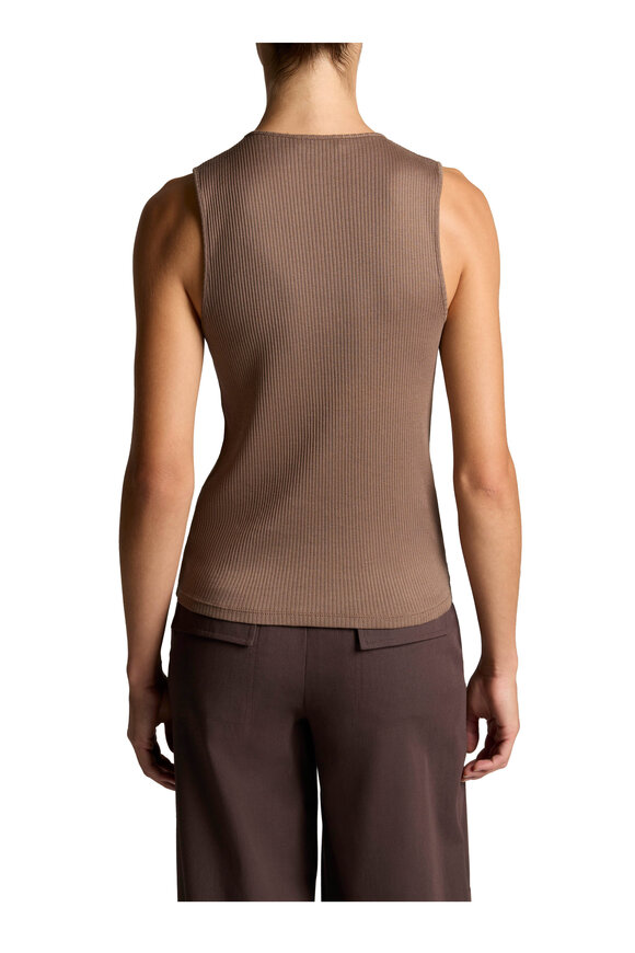 Vince Taupe Haze Ribbed Cotton Tank - view 3