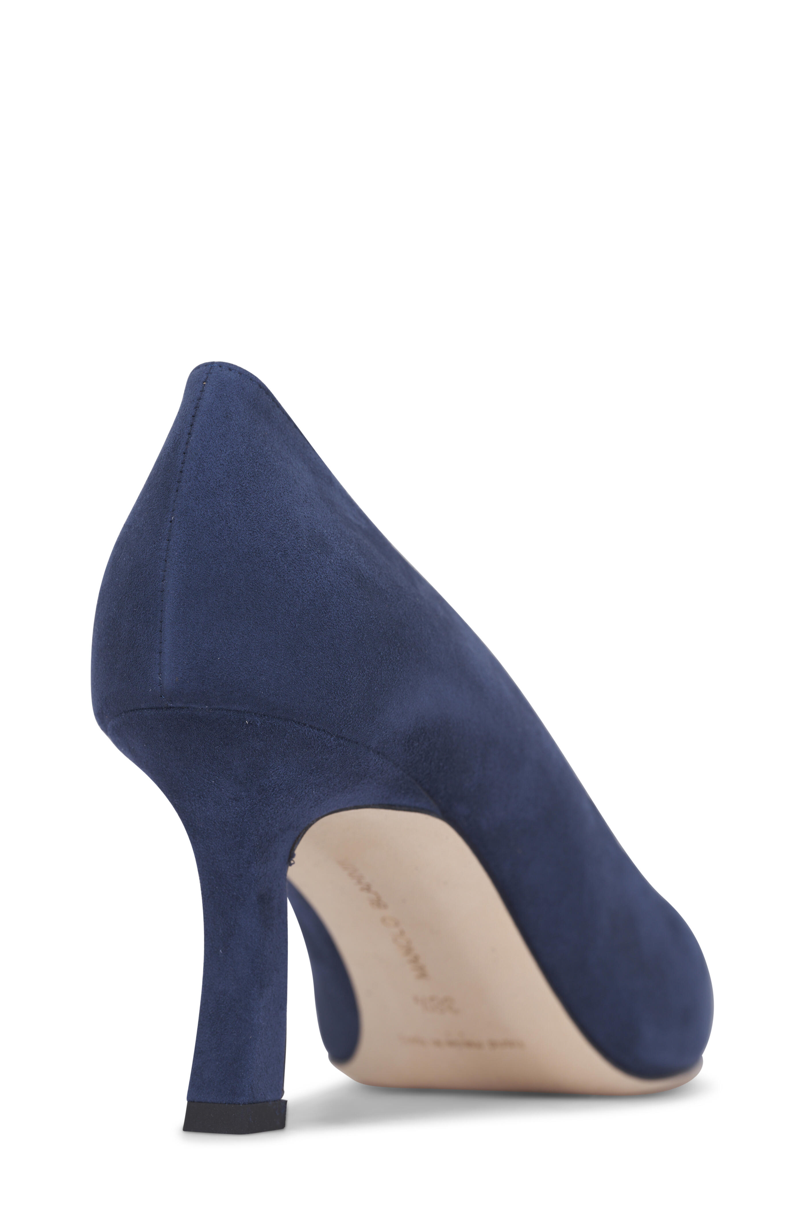 Manolo Blahnik - Moiralo Navy Blue Suede Pump, 70mm